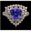 Image 1 : 14KT Yellow Gold 2.86ct Tanzanite and Diamond Ring