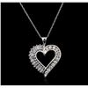 Image 2 : 10KT White Gold 0.50ctw Diamond Heart Pendant With Chain