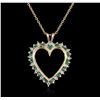 Image 1 : 14KT Yellow Gold Emerald and Diamond Pendant With Chain