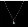 Image 1 : 0.57ct Opal and Diamond Pendant With Chain - 14KT Yellow Gold