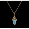 Image 2 : 0.57ct Opal and Diamond Pendant With Chain - 14KT Yellow Gold