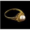 Image 2 : Pearl and Diamond Ring - 14KT Yellow Gold