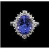 Image 1 : 14KT White Gold 3.67ct Tanzanite and Diamond Ring