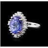 Image 2 : 14KT White Gold 3.67ct Tanzanite and Diamond Ring