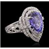 Image 2 : 14KT White Gold 5.42ct Tanzanite and Diamond Ring
