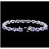 Image 3 : 9.45ctw Tanzanite and Diamond Bracelet - 14KT White Gold