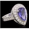 Image 2 : 14KT White Gold 2.82ct Tanzanite and Diamond Ring
