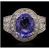 Image 1 : 14KT White Gold 5.21ct Tanzanite and Diamond Ring