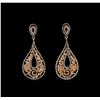 Image 1 : 0.98ctw Diamond Dangle Earrings - 14KT Rose Gold