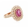 Image 2 : 14KT Rose Gold 2.87ct Pink Sapphire and Diamond Ring
