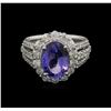 Image 1 : 3.70ct Tanzanite and Diamond Ring - 14KT White Gold