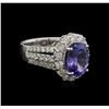 Image 2 : 3.70ct Tanzanite and Diamond Ring - 14KT White Gold