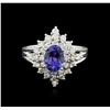 Image 1 : 14KT White Gold 1.28ct Tanzanite and Diamond Ring