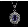 Image 1 : 14KT White Gold 1.98ct Tanzanite and Diamond Pendant With Chain