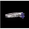 Image 2 : 1.00ct Tanzanite and Diamond Ring - Platinum