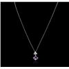 Image 1 : 18KT White Gold 2.17ct Amethyst and Diamond Pendant With Chain