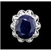 Image 1 : 14KT White Gold 11.35ct Sapphire and Diamond Ring