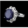 Image 2 : 14KT White Gold 11.35ct Sapphire and Diamond Ring