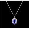 Image 1 : 3.00ct Tanzanite and Diamond Pendant With Chain - 14KT White Gold