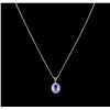 Image 2 : 3.00ct Tanzanite and Diamond Pendant With Chain - 14KT White Gold