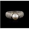 Image 1 : 18KT White Gold Pearl and Diamond Ring