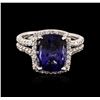 Image 1 : 14KT White Gold 4.36ct Tanzanite and Diamond Ring