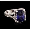 Image 2 : 14KT White Gold 4.36ct Tanzanite and Diamond Ring