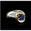 Image 2 : 14KT Two-Tone Gold 0.95ct Sapphire and Diamond Ring