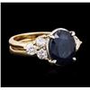 Image 2 : 14KT Yellow Gold 4.06ct Sapphire and Diamond Ring