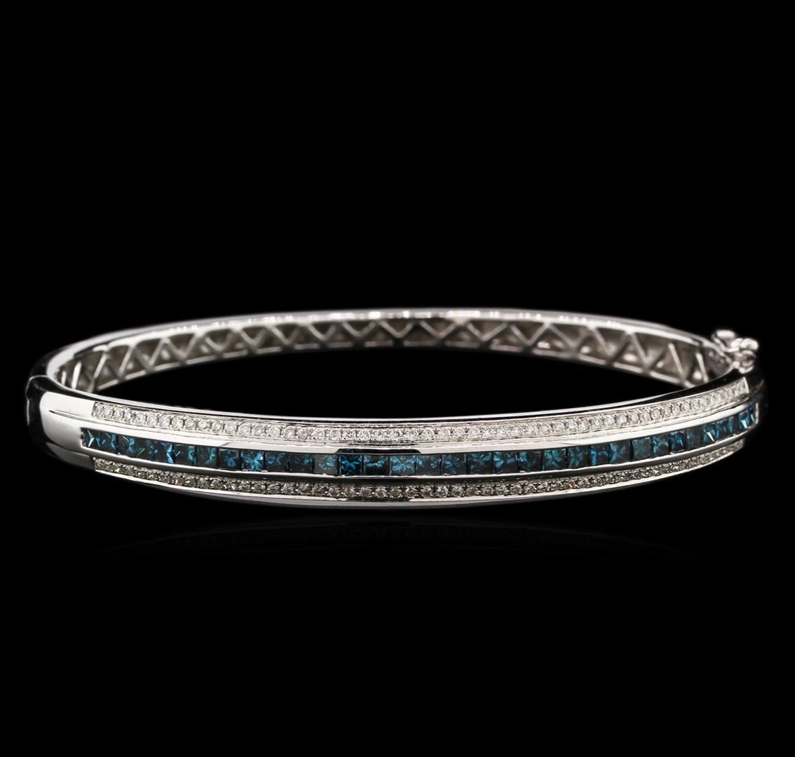 2.01ctw Fancy Blue Diamond Bangle Bracelet 14KT White Gold