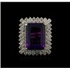 Image 1 : 14KT Yellow Gold 16.80ct Amethyst and Diamond Ring