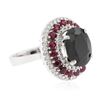 Image 2 : 14KT White Gold 6.45ct Sapphire, Ruby and Diamond Ring