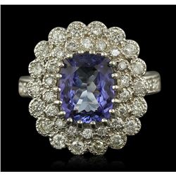 14KT White Gold 2.46ct Tanzanite and Diamond Ring