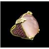 Image 2 : 30.62ct Rose Quartz, Pink Sapphire and Diamond Ring - 18KT Yellow Gold