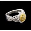 Image 2 : 1.27ctw Fancy Yellow Diamond Ring - 18KT Two-Tone Gold