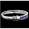 Image 2 : 6.15ctw Sapphire Bangle Bracelet - 14KT White Gold