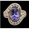 Image 1 : 14KT Yellow Gold 4.73ct Tanzanite and Diamond Ring