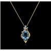 Image 2 : 14KT Yellow Gold 2.48ct Topaz and Diamond Pendant With Chain