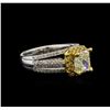 Image 2 : EGL INT 1.88ctw Fancy Yellow Diamond Ring - 18KT Two-Tone Gold