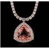 Image 1 : 14KT Rose Gold GIA Certified 42.81ct Morganite and Diamond Necklace