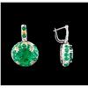 Image 5 : GIA Certified 17.47ctw Emerald and Diamond Earrings and Ring Set - 18KT White Go