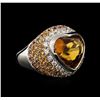 Image 2 : 12.81ct Citrine, Yellow Sapphire and Diamond Ring - 18KT White Gold