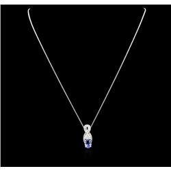 14KT White Gold 0.99ct Sapphire and Diamond Pendant With Chain