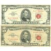 Image 1 : 1963 $5 Red Seal Bill Lot of 2