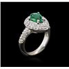Image 3 : 18KT White Gold 0.98ct Emerald and Diamond Ring