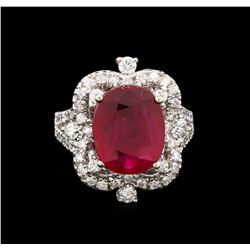 4.65ct Ruby and Diamond Ring - 14KT White Gold