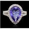 Image 1 : 14KT White Gold 4.01ct Tanzanite and Diamond Ring