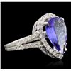 Image 2 : 14KT White Gold 4.01ct Tanzanite and Diamond Ring