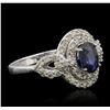 Image 2 : 14KT White Gold 1.02ct Sapphire and Diamond Ring