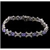 Image 1 : 5.07ctw Tanzanite and Diamond Bracelet - 14KT White Gold
